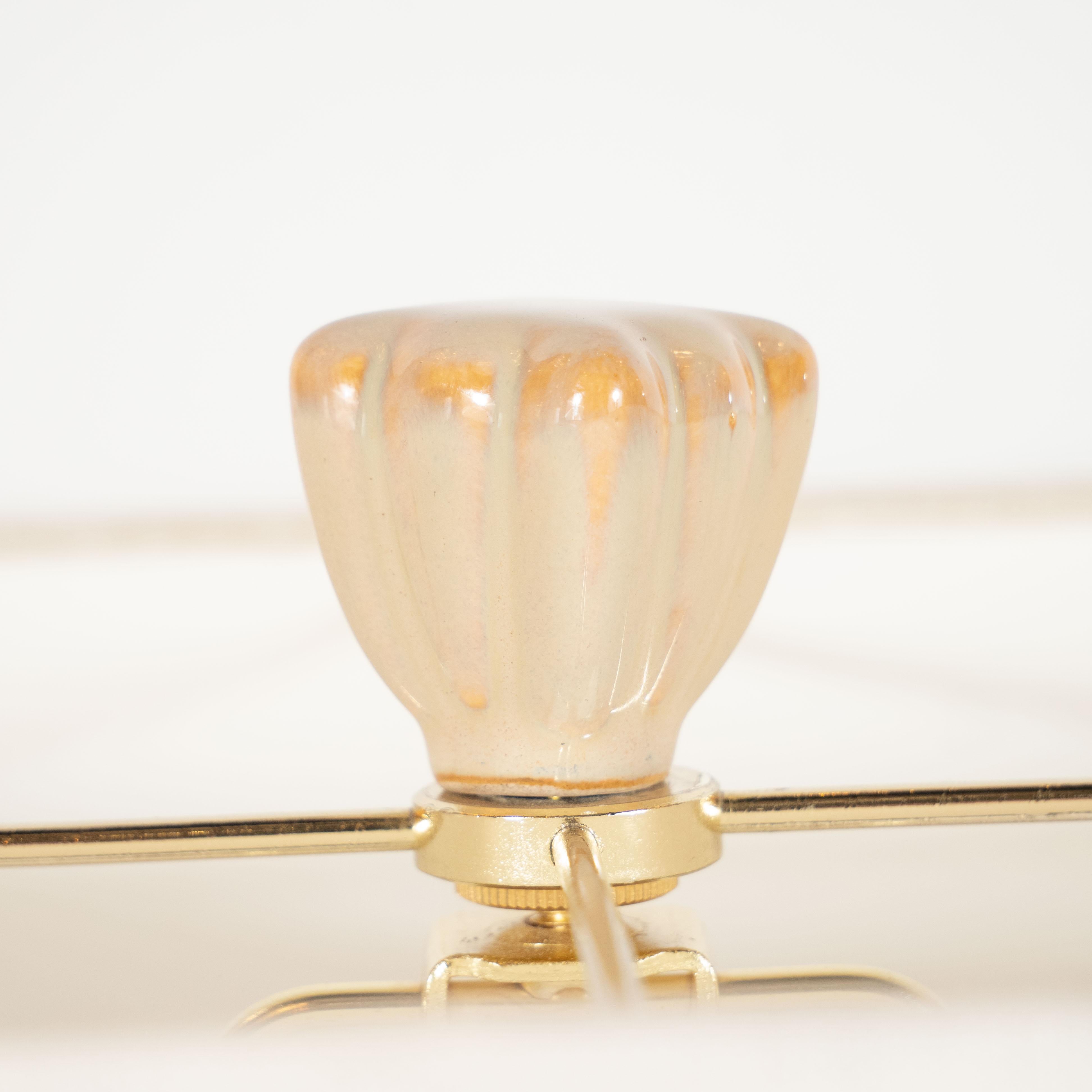 Pair of Mid-Century Modern Ceramic Pearlescent Cube Table Lamps In Excellent Condition In New York, NY