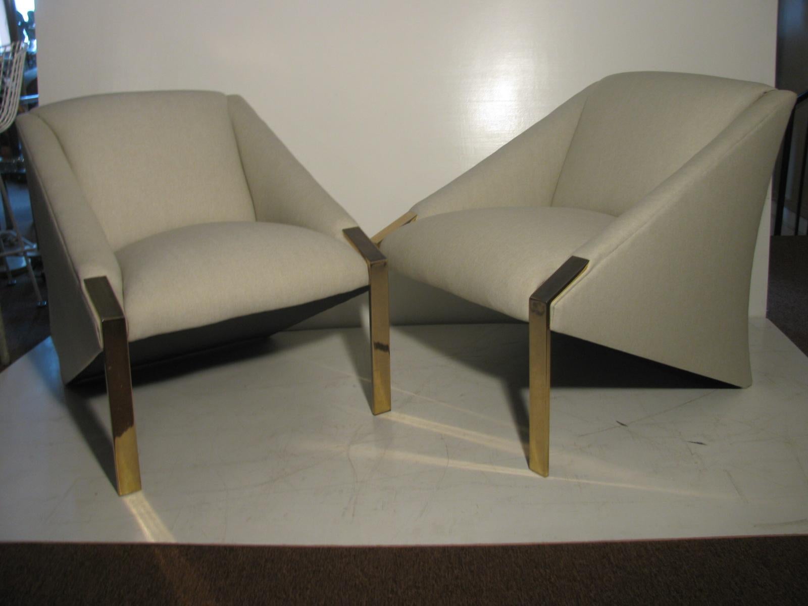 Chrome Pair of Mid-Century Modern Lounge Club Chairs
