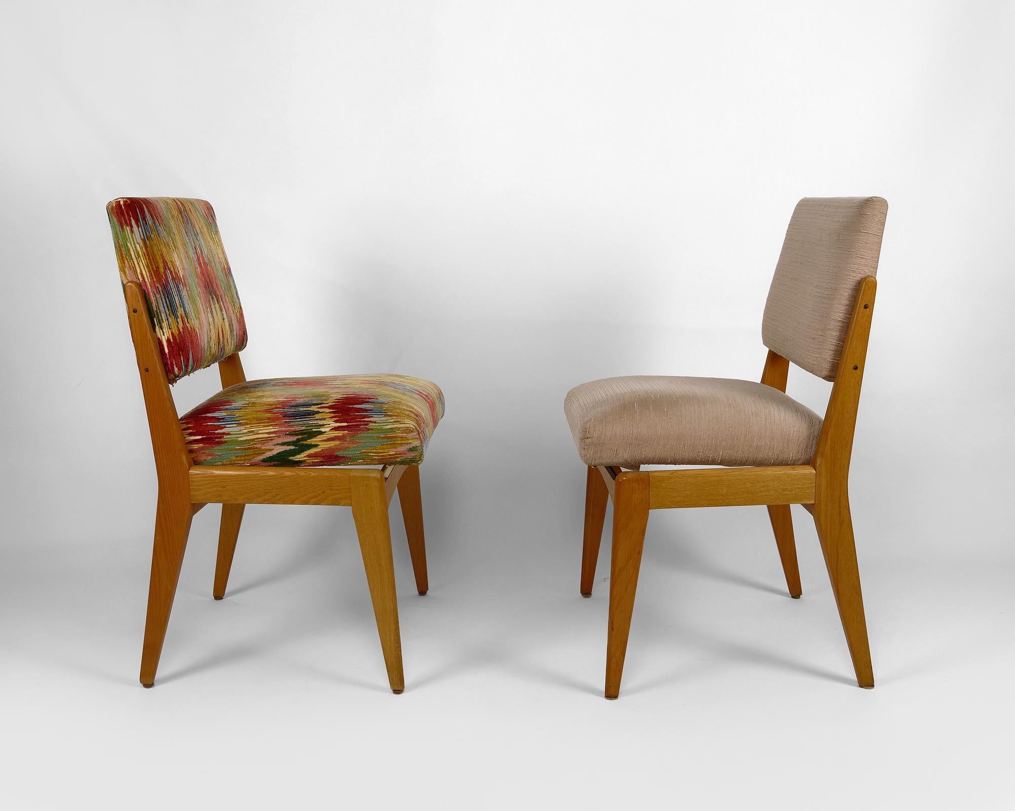 French Pair of Mid-Century Modern Chairs, France, circa 1950 For Sale