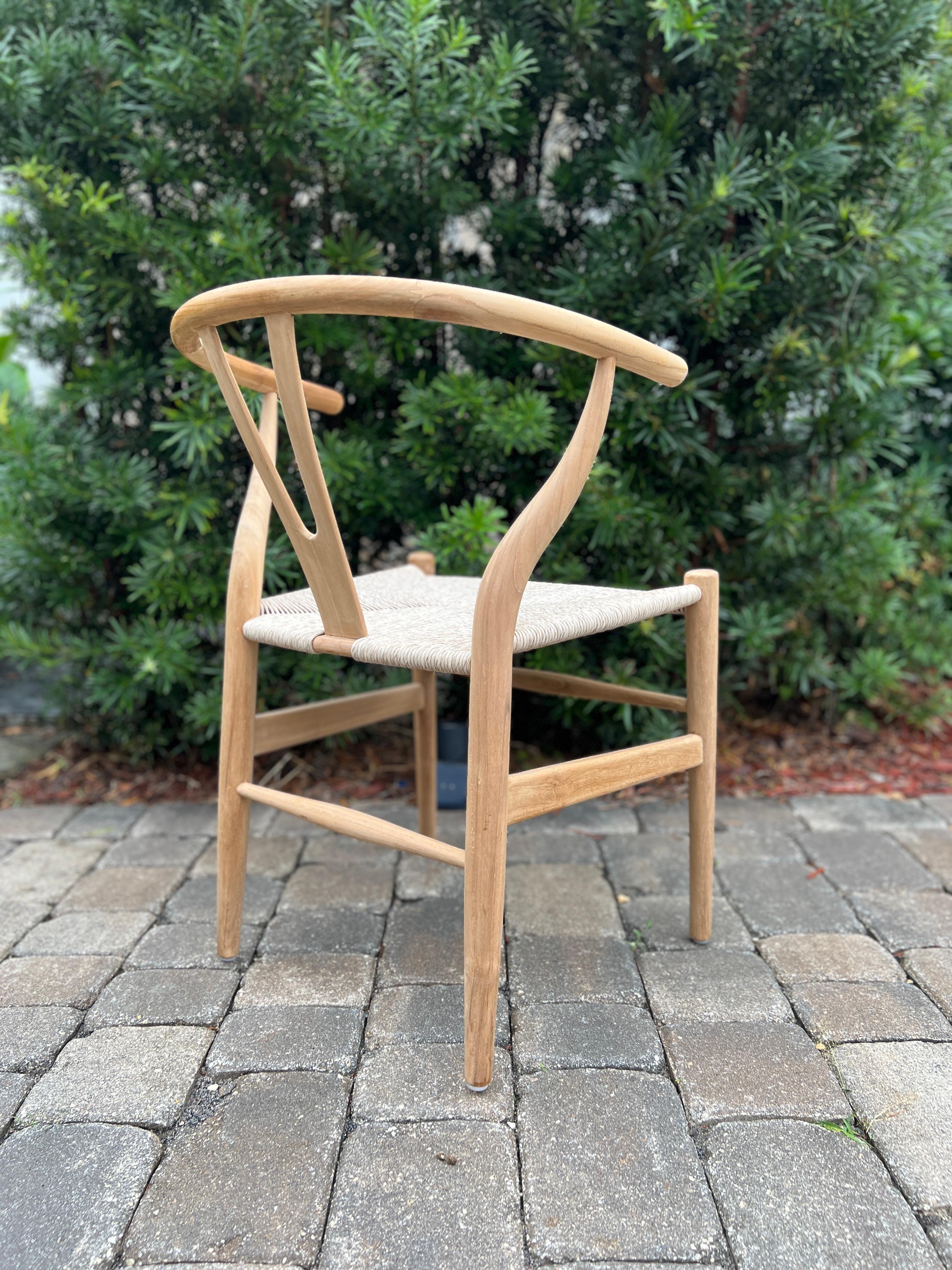 Hand-Crafted Pair of Mid-Century Modern Chairs in Natural Teak Wood with Woven Seats, Denmark