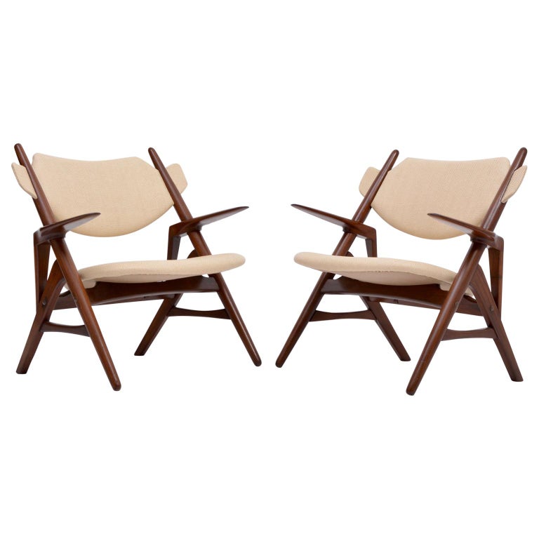 Pair of Reupholstered MidCentury Modern Chairs For Sale at 1stDibs