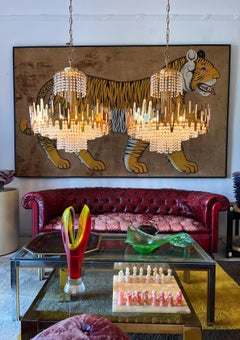 Pair of mid century modern chandeliers by Sciolari, 1970