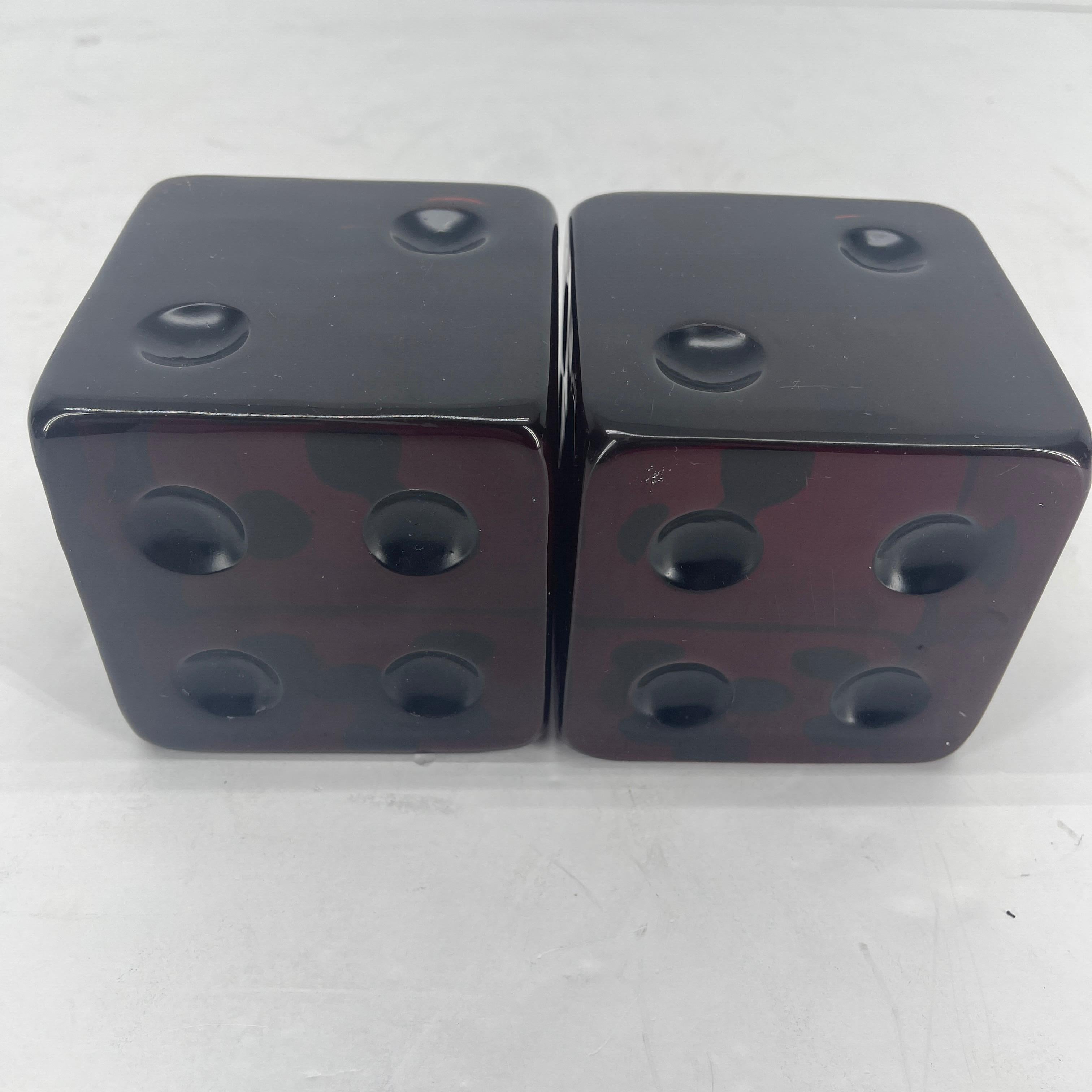 Acrylic Pair of Mid-Century Modern Charles Hollis Large Lucite Dice For Sale
