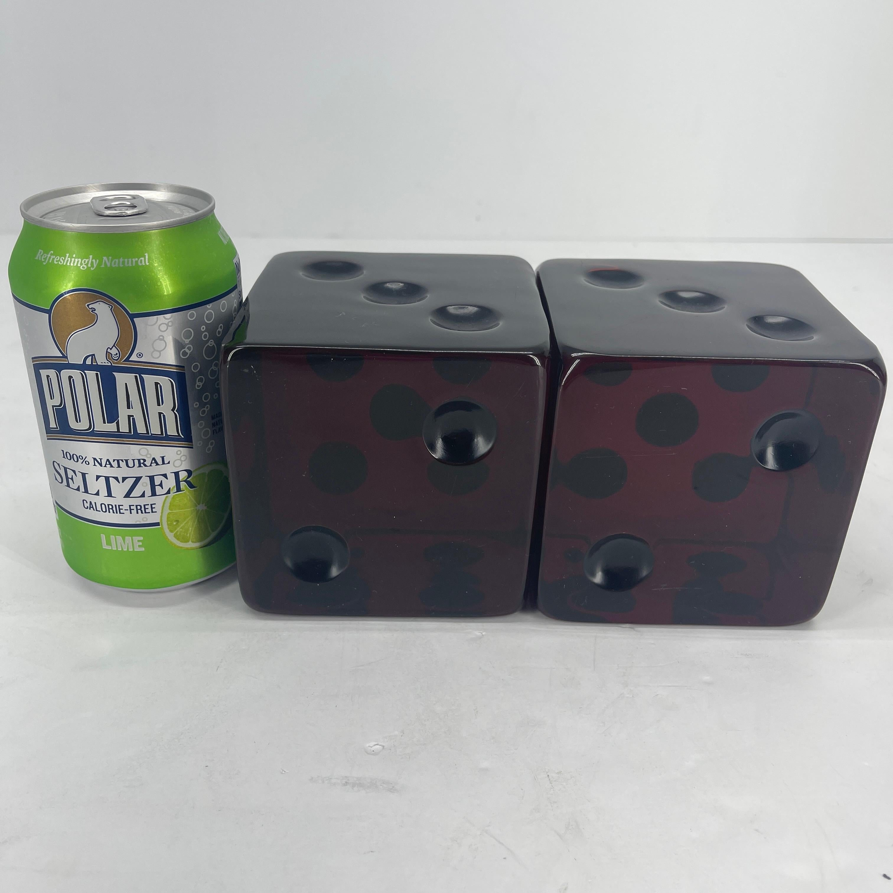 Pair of Mid-Century Modern Charles Hollis Large Lucite Dice For Sale 1