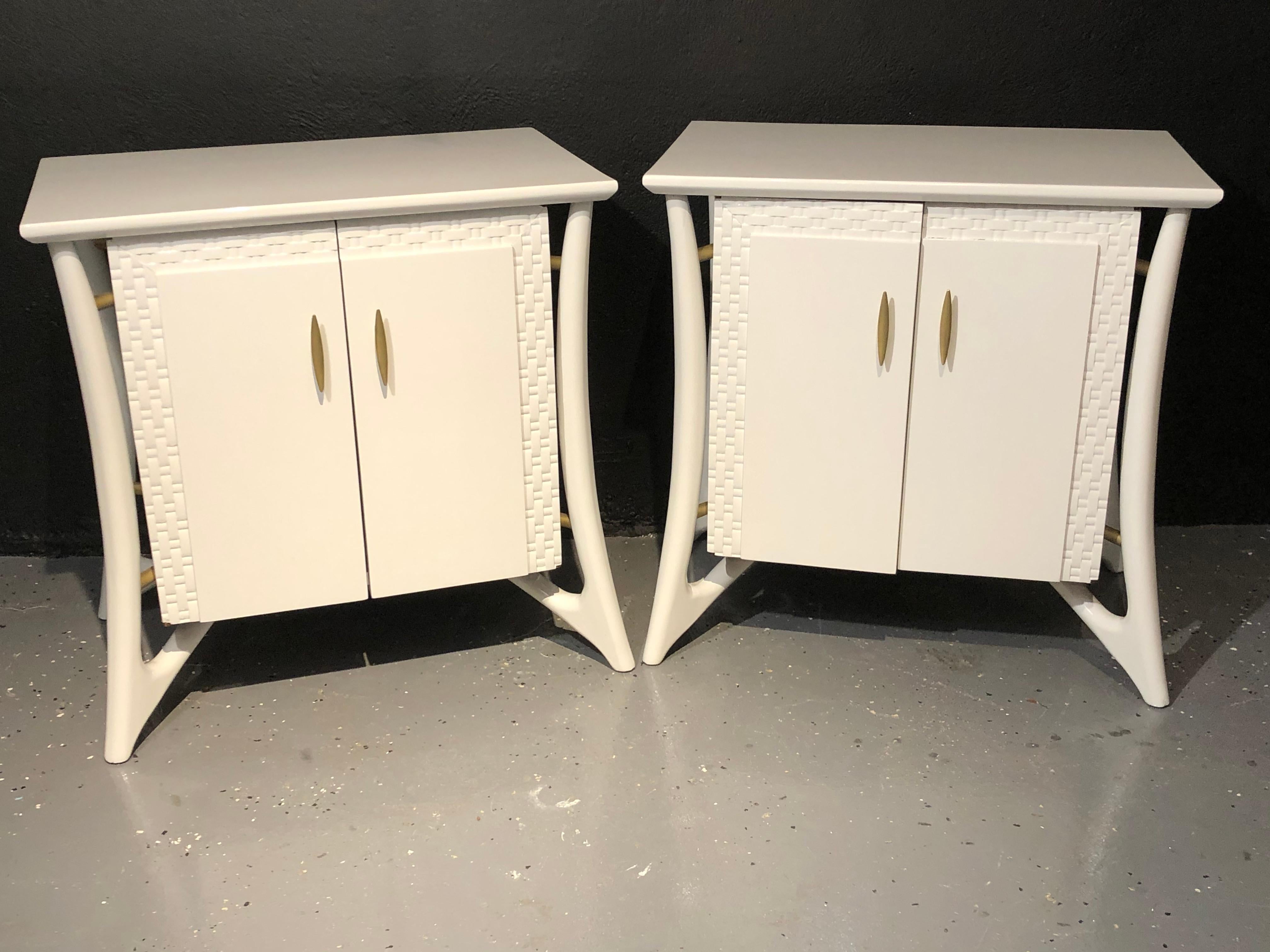 Gilt Pair of Mid-Century Modern Chests, Nightstands or End Tables, Piet Hein