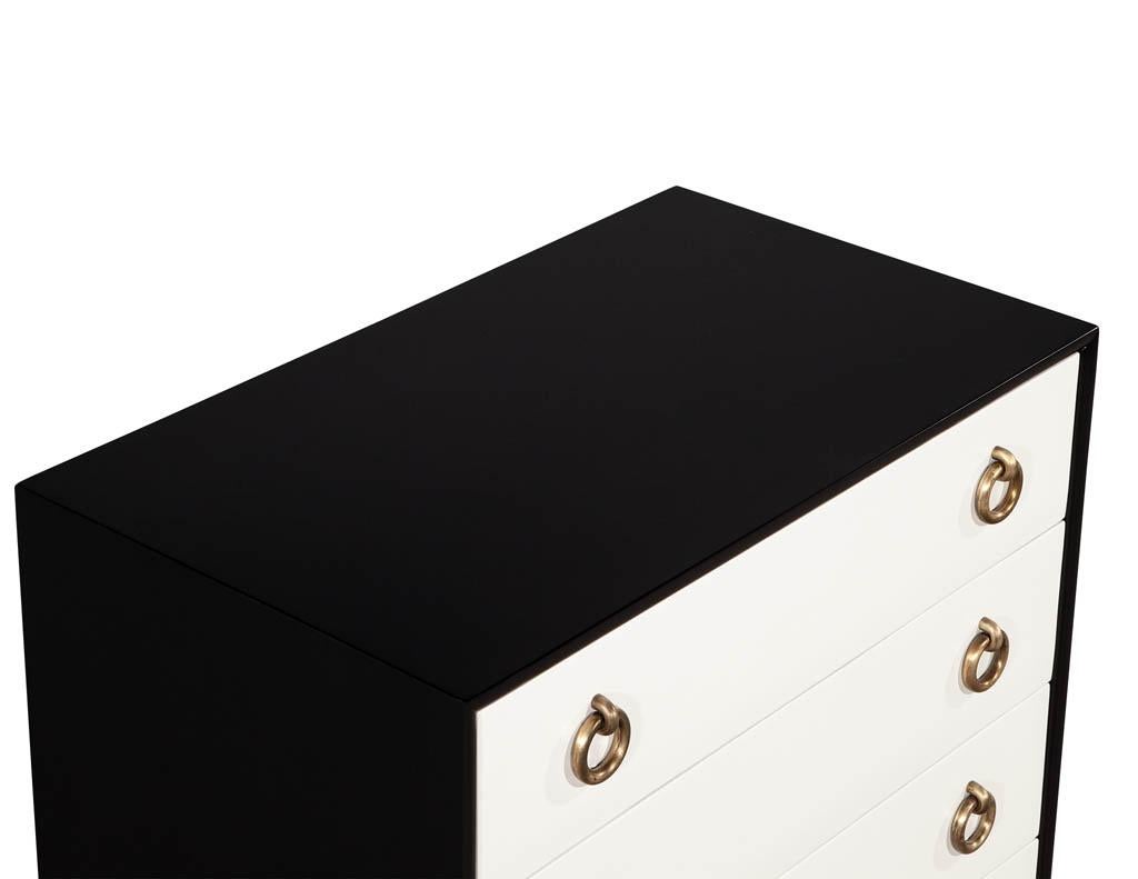 Pair of Mid-Century Modern Chests of Drawers Black and White Finish 5