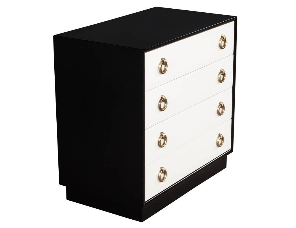 Late 20th Century Pair of Mid-Century Modern Chests of Drawers Black and White Finish