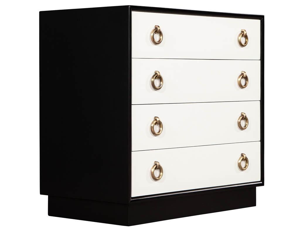 Pair of Mid-Century Modern Chests of Drawers Black and White Finish 1