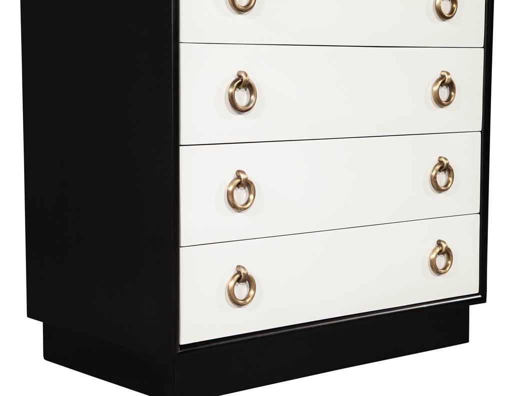 Pair of Mid-Century Modern Chests of Drawers Black and White Finish 3