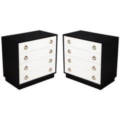 Pair of Mid-Century Modern Chests of Drawers Black and White Finish