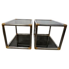 Pair of Mid-Century Modern Chrome and Brass Tubular Side or End Tables