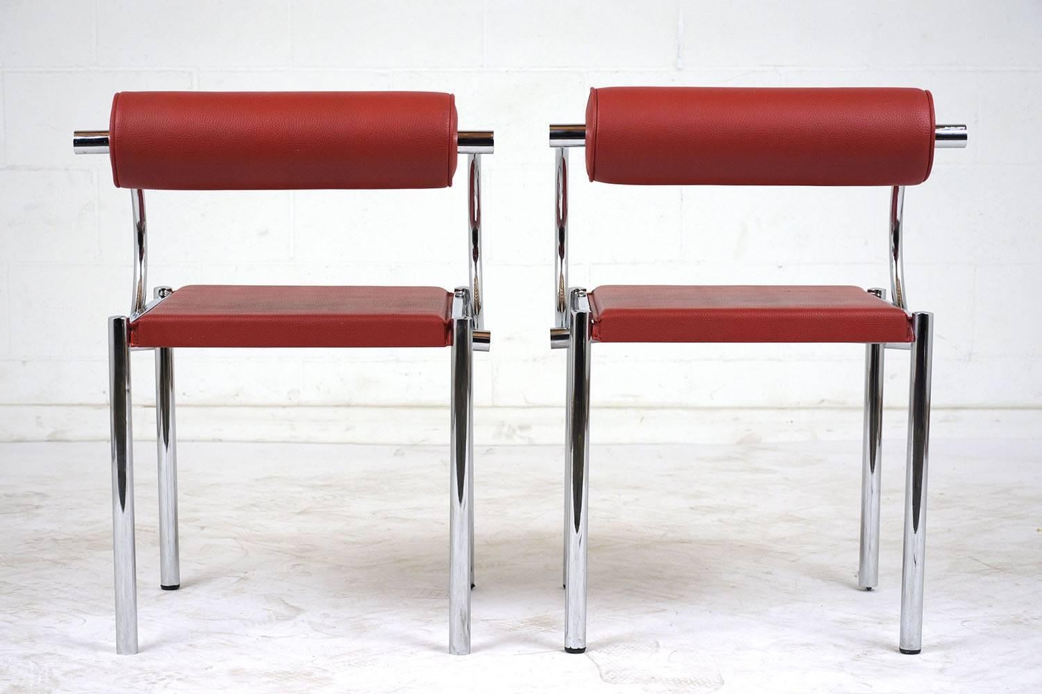 Polished Vintage Pair of Mid-Century Modern Chrome Armchairs