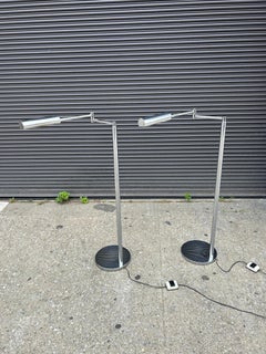 Pair of Mid century modern chrome articulating Floor Lamps circa 1970