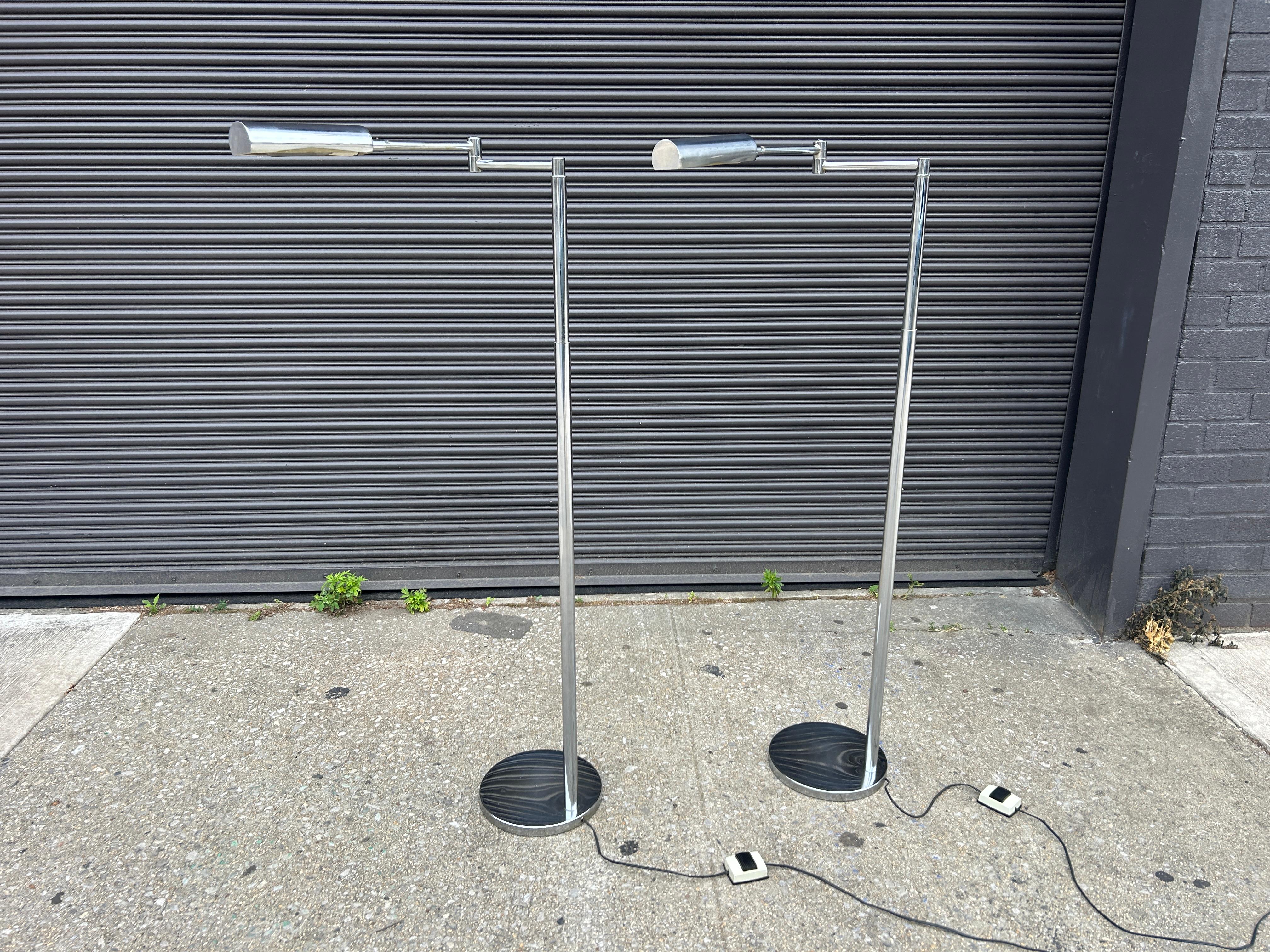 Mid-Century Modern Pair of Mid century modern chrome articulating Floor Lamps circa 1970 For Sale