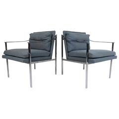 Pair of Mid-Century Modern Chrome Lounge Chairs
