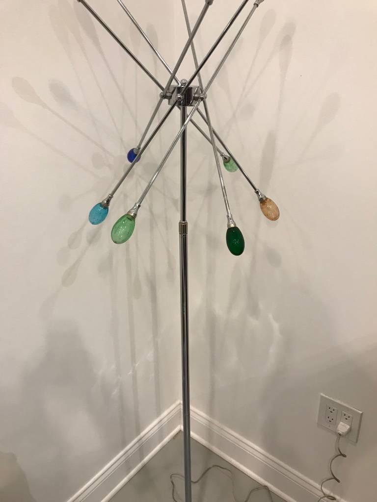 Paire de lampadaires Spoutnik chromés de style mi-siècle moderne Excellent état - En vente à North Bergen, NJ