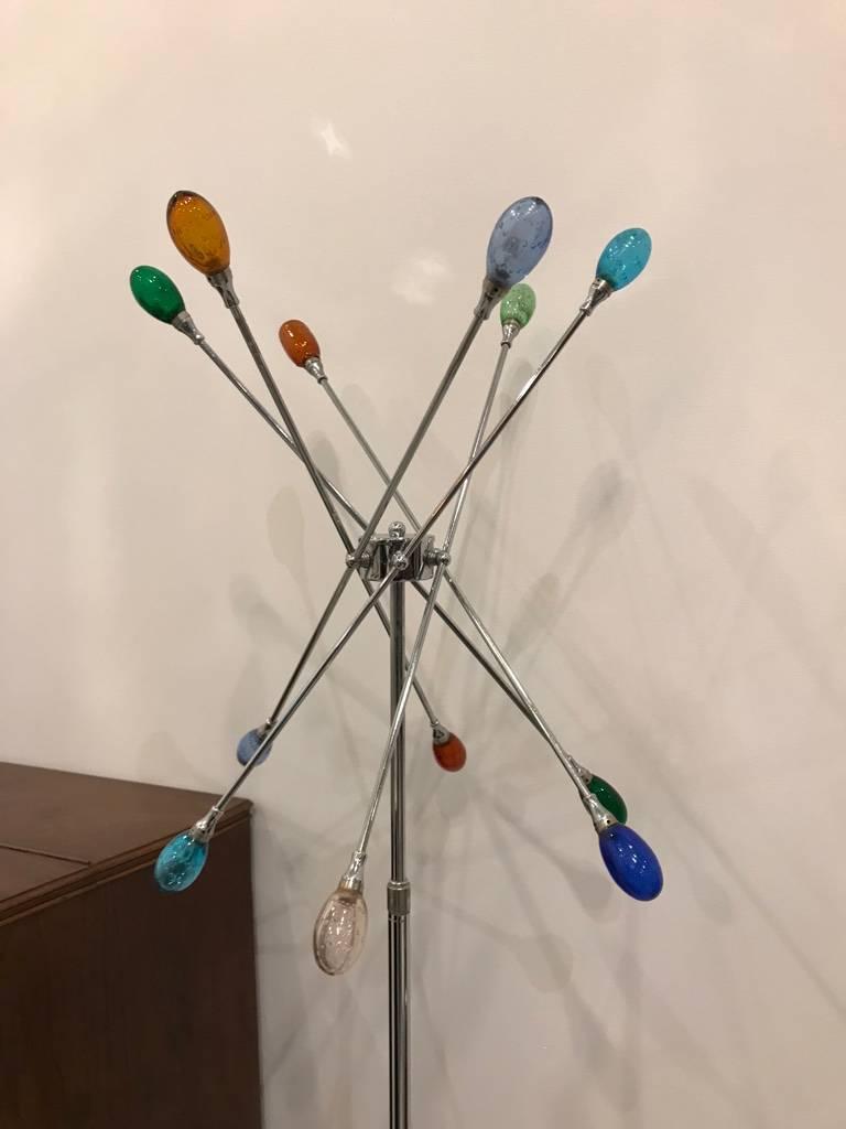 Pair of Mid-Century Modern Chrome Sputnik Floor Lamps For Sale 3
