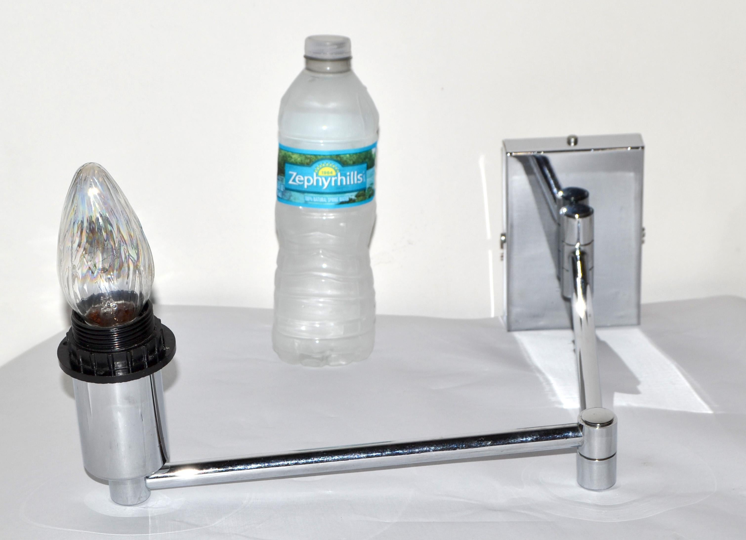 Pair of Mid-Century Modern Chrome Swing Arm Wall Sconces For Sale 3