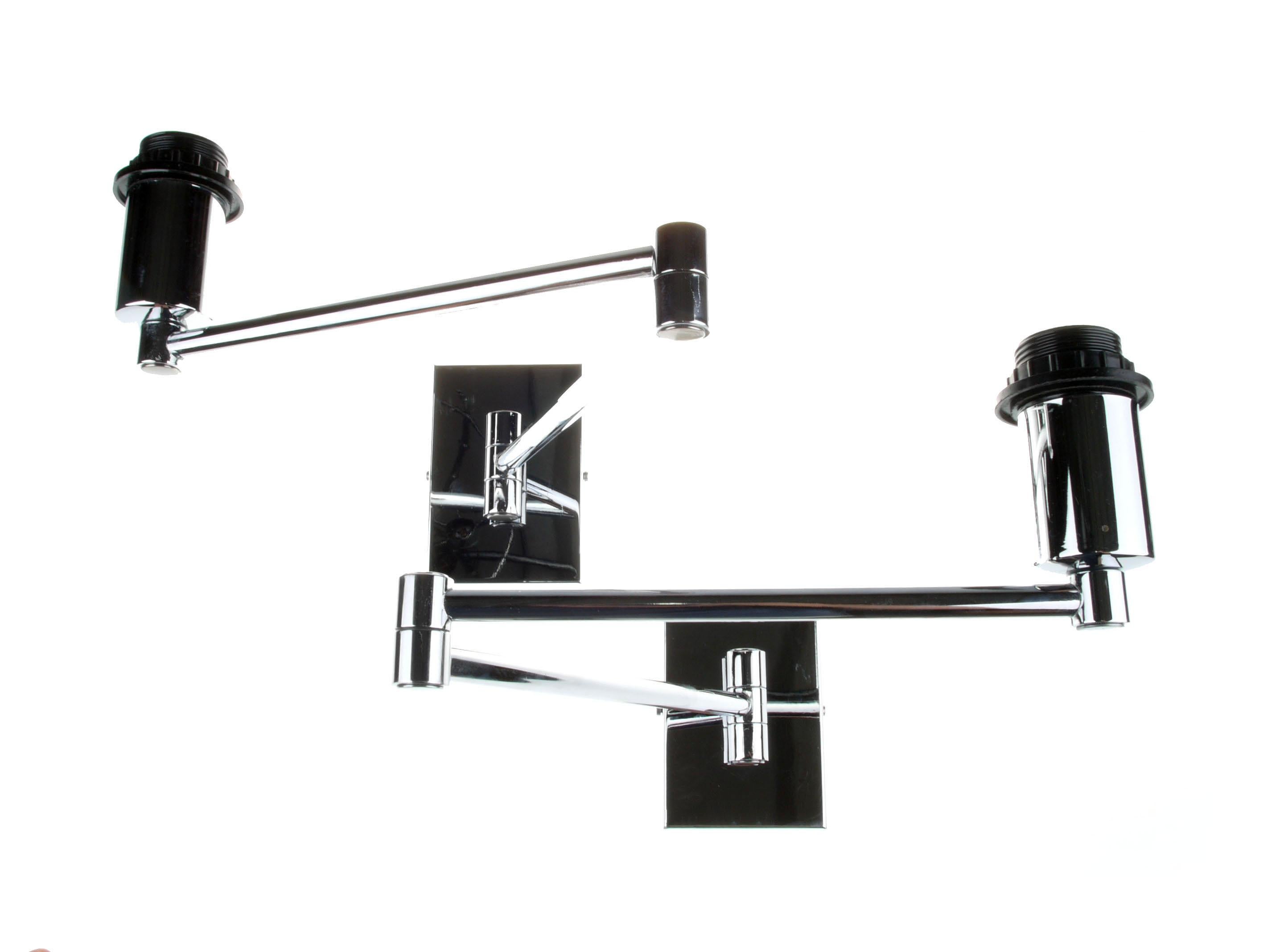Polished Pair of Mid-Century Modern Chrome Swing Arm Wall Sconces For Sale