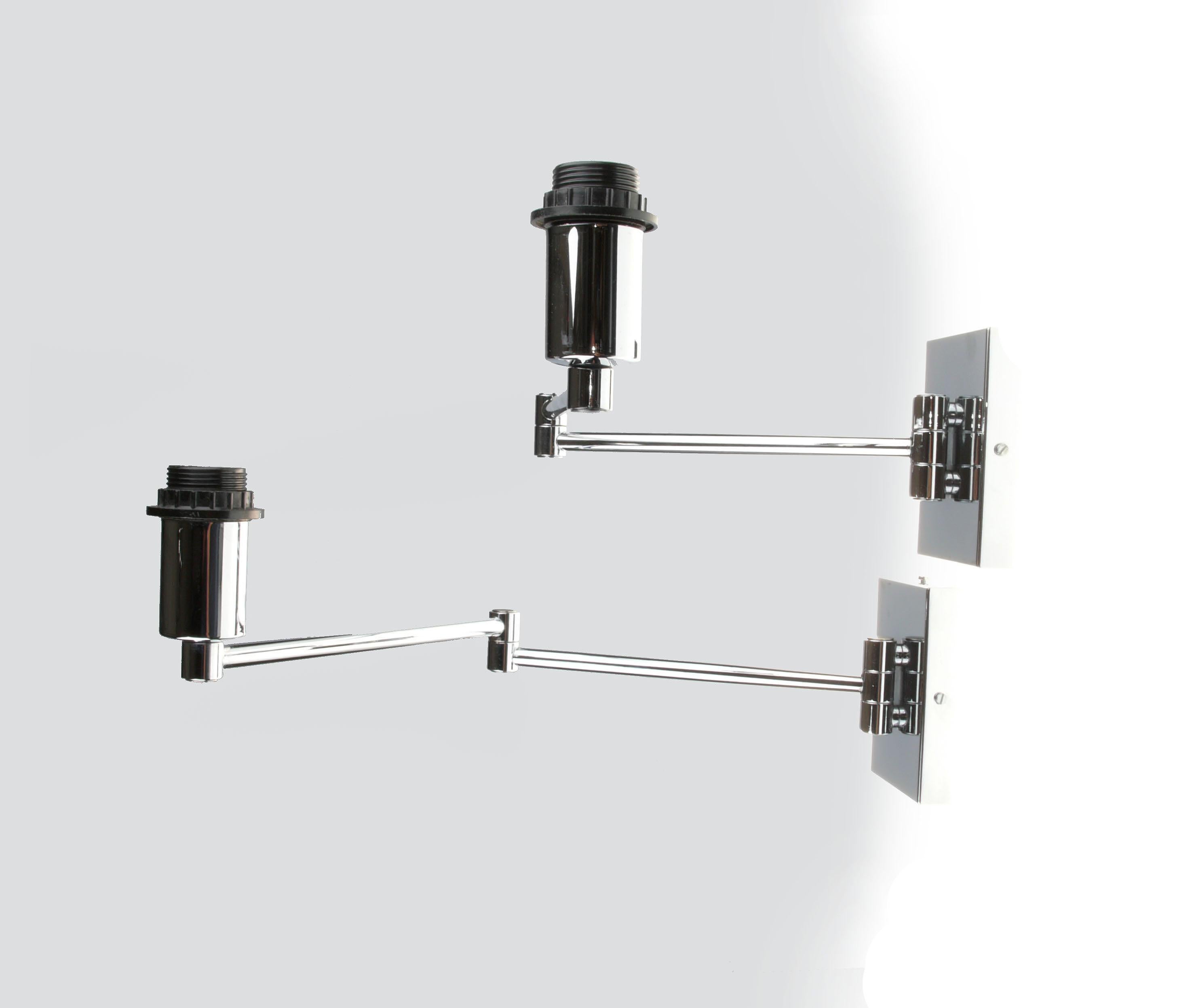 Pair of Mid-Century Modern Chrome Swing Arm Wall Sconces For Sale 2