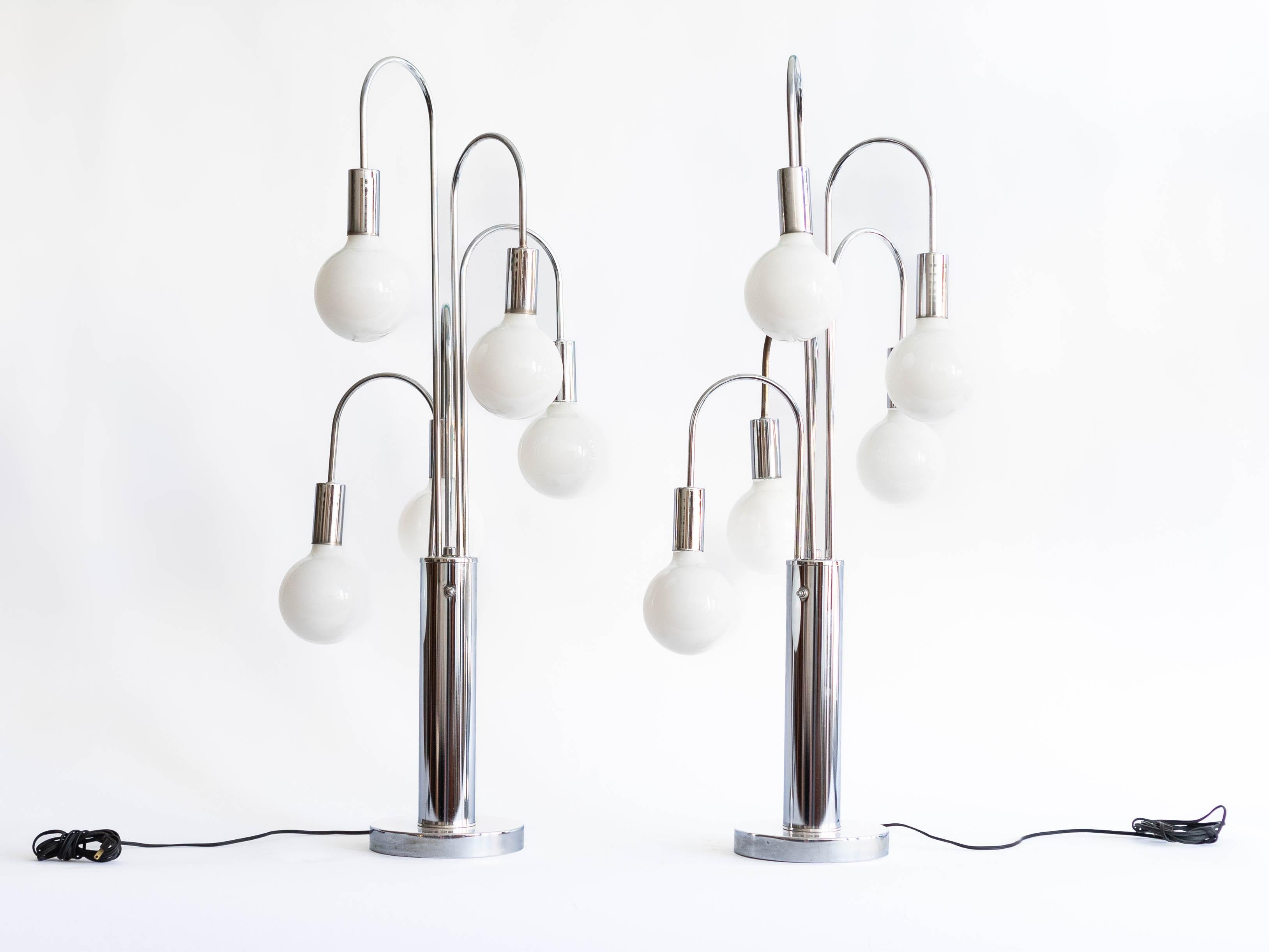 Mid-Century Modern Pair of Mid Century Modern Chrome Waterfall Lamps in the style of Sonneman