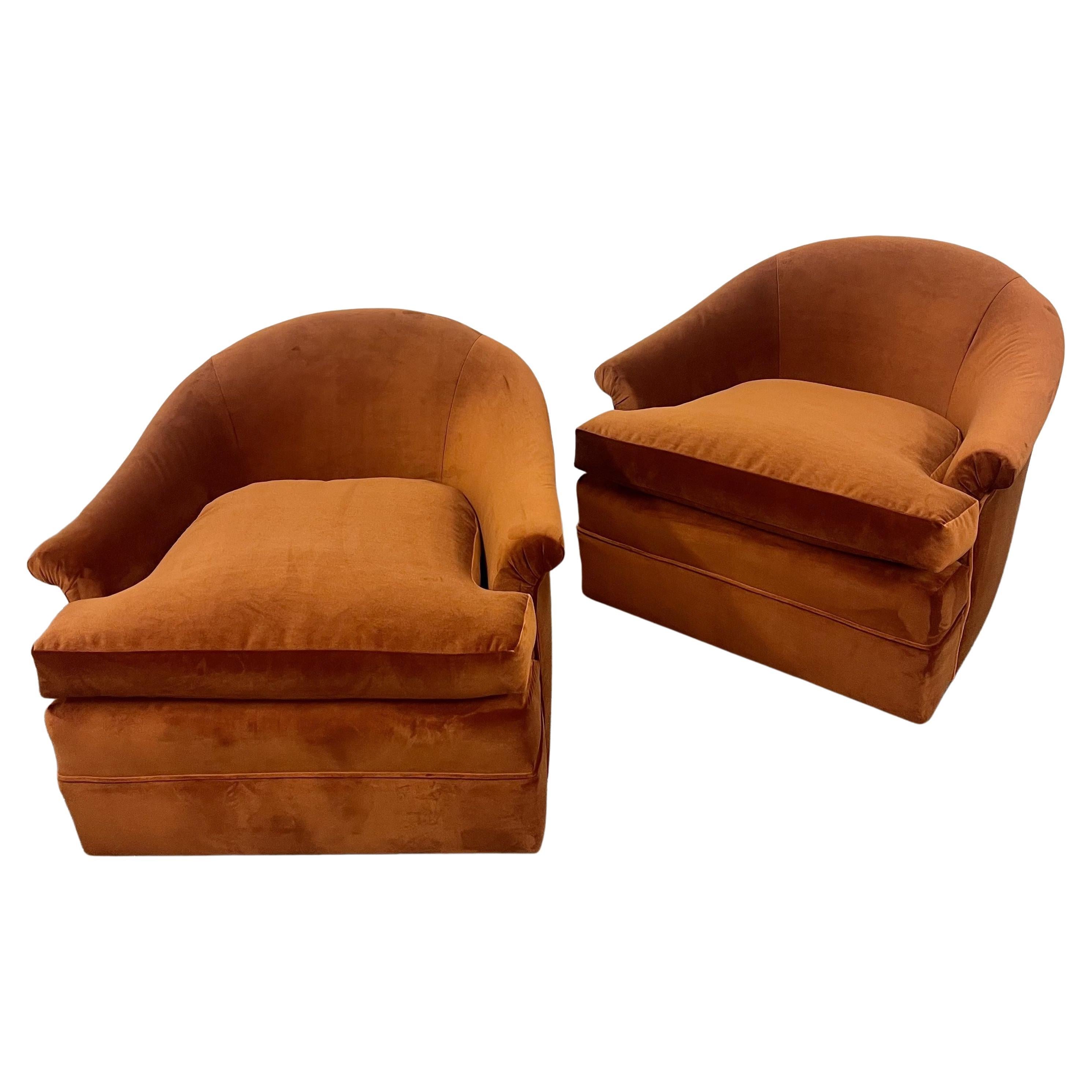 Pair of swivel tub chairs by Leon Rosen for Pace Collection at 1stDibs