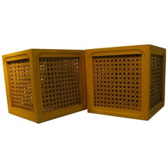 Pair of Mid-Century Modern circa 1970 Cubed End Tables