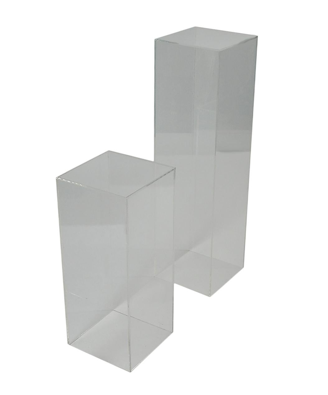 American Pair of Mid-Century Modern Clear Acrylic Lucite Pedestals or Side Tables For Sale