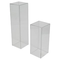 Vintage Pair of Mid-Century Modern Clear Acrylic Lucite Pedestals or Side Tables