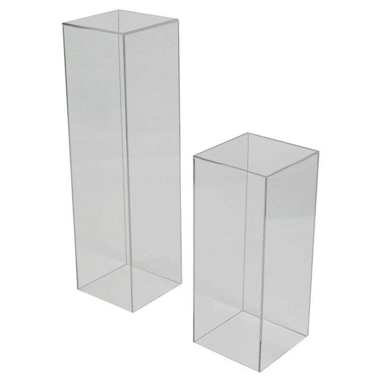 Pair of Mid-Century Modern Clear Acrylic Lucite Pedestals or Side Tables For Sale