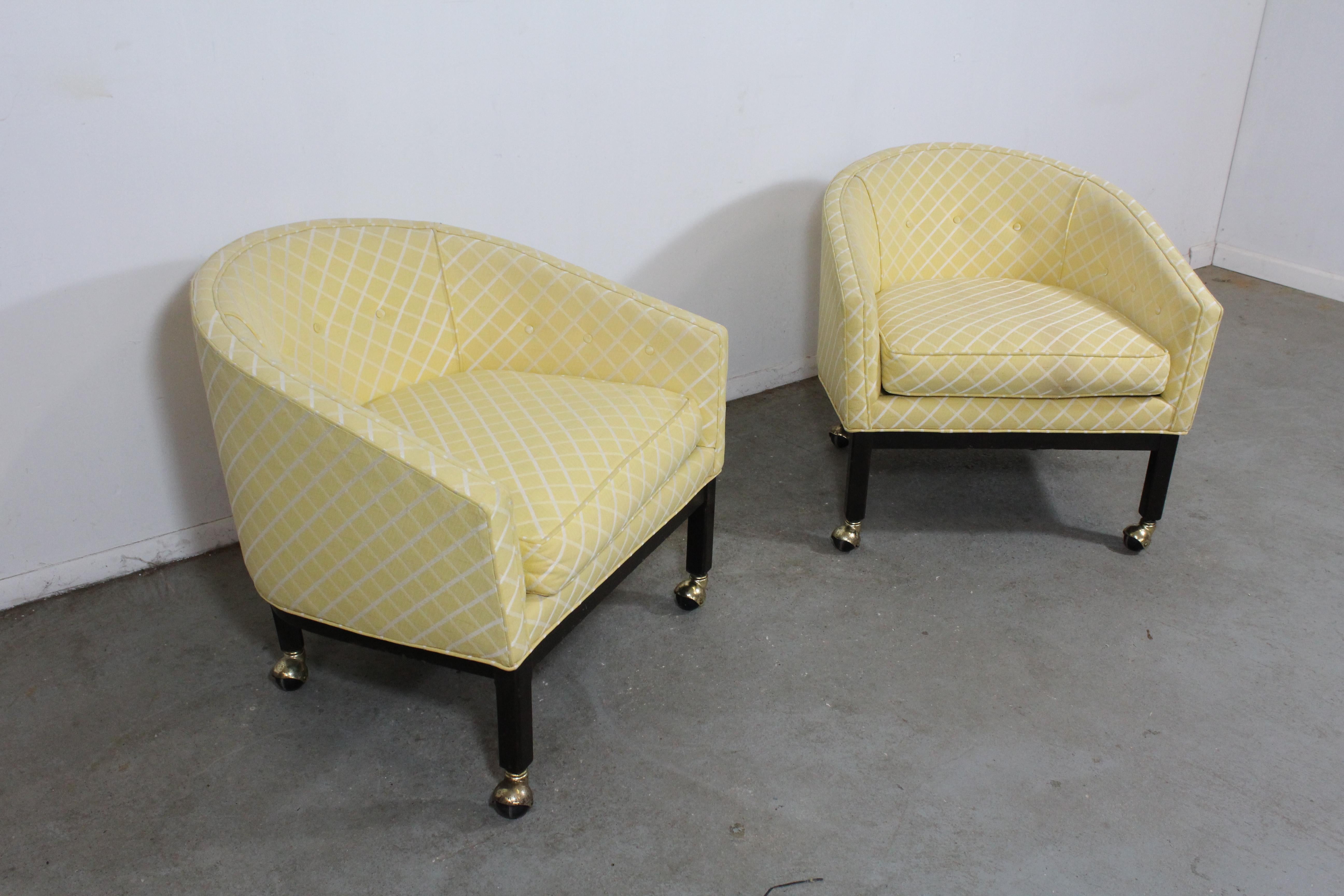 American Pair of Mid-Century Modern Barrel Back Lounge Chairs -Directional