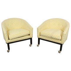 Pair of Mid-Century Modern Barrel Back Lounge Chairs -Directional