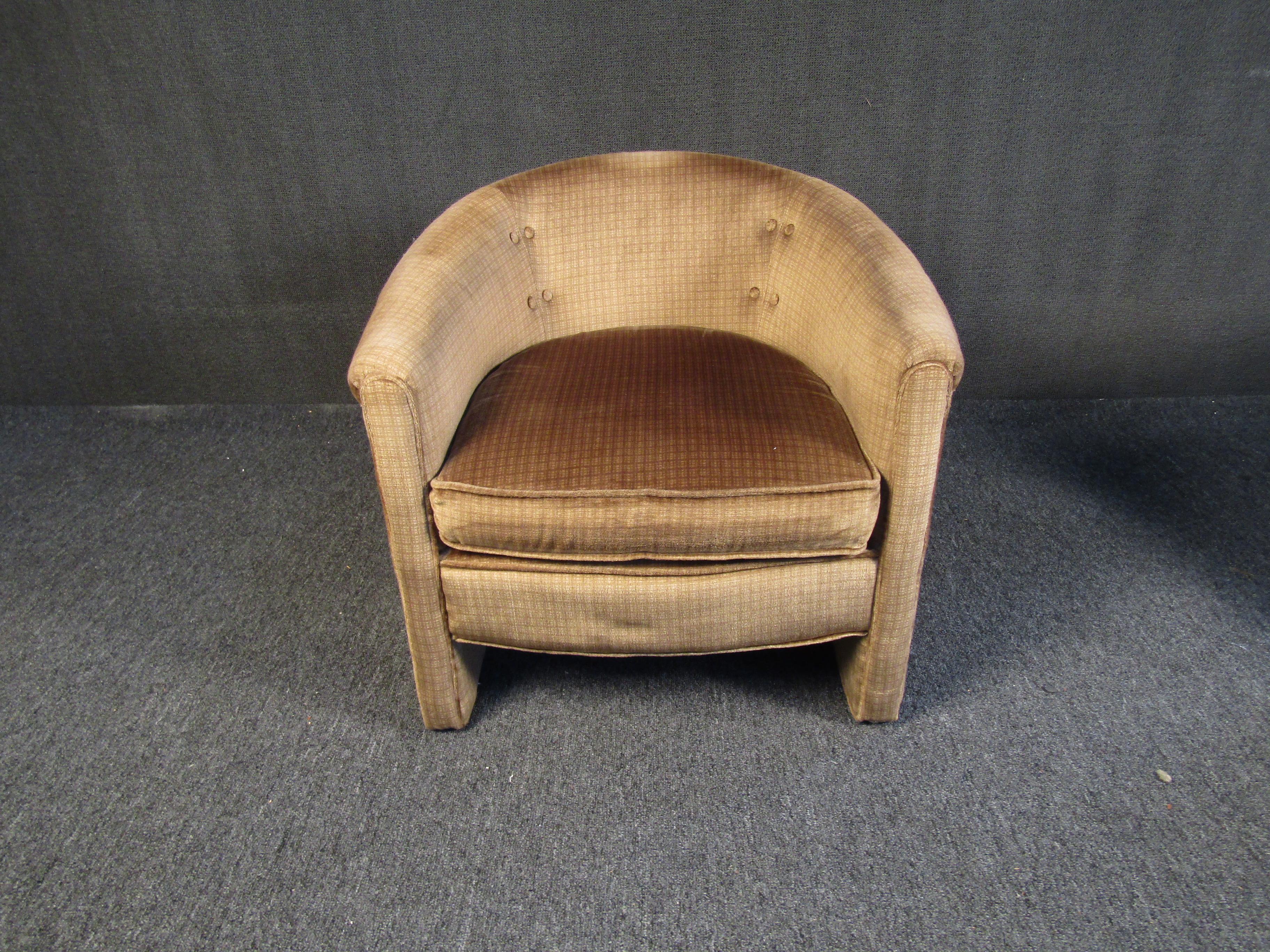 Fabric Pair of Mid-Century Modern Club Chairs