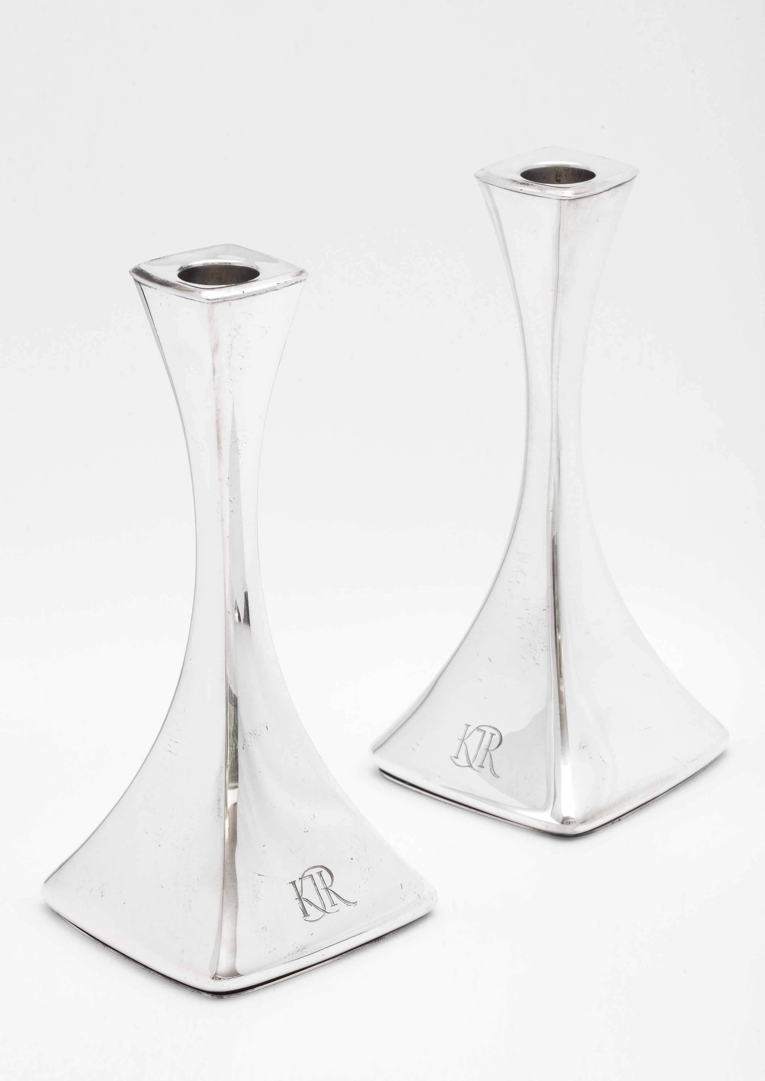 Pair of Mid-Century Modern Continental Silver Finland Candlesticks by Turku For Sale 4