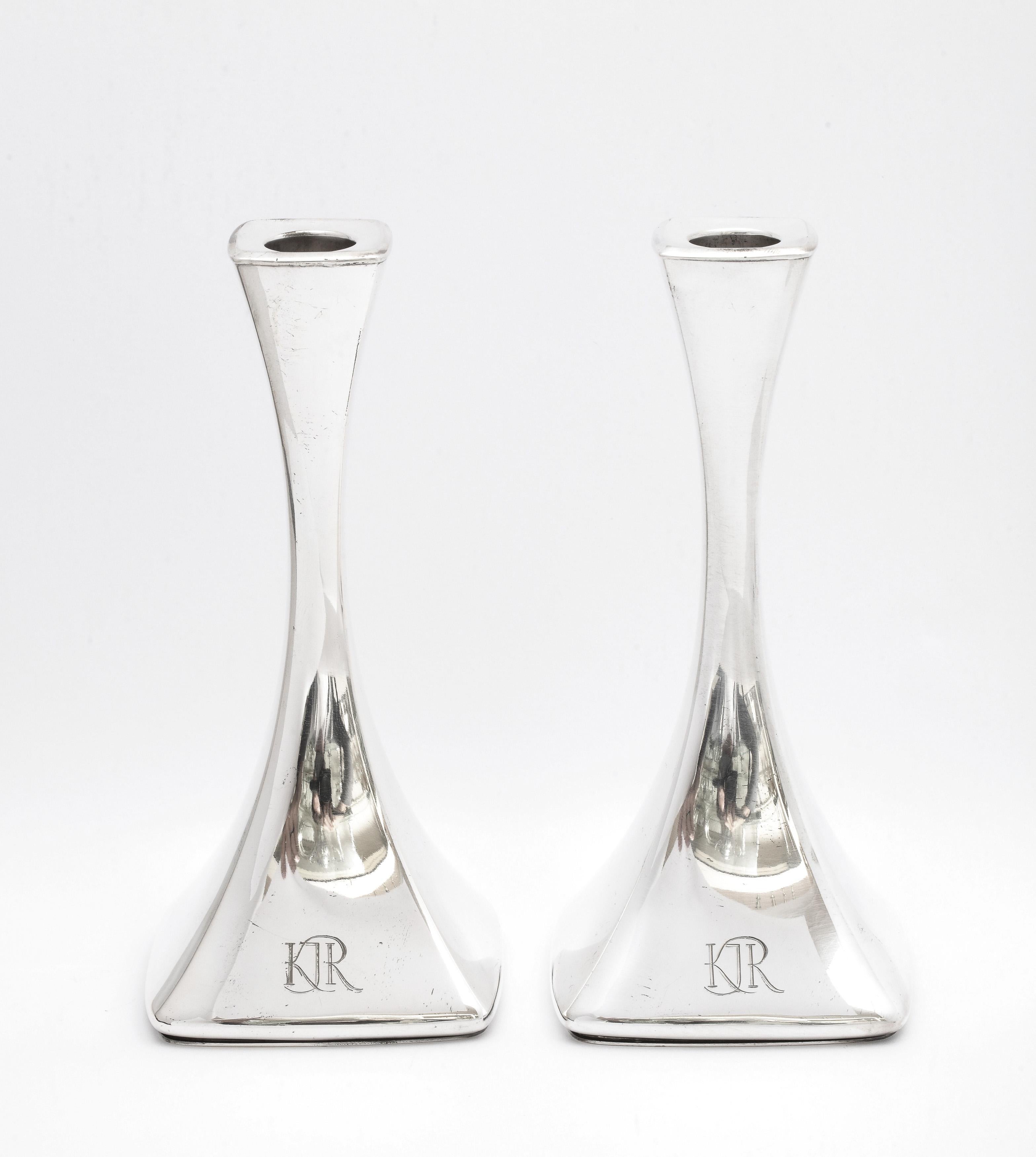 Pair of Mid-Century Modern Continental Silver Finland Candlesticks by Turku For Sale 8