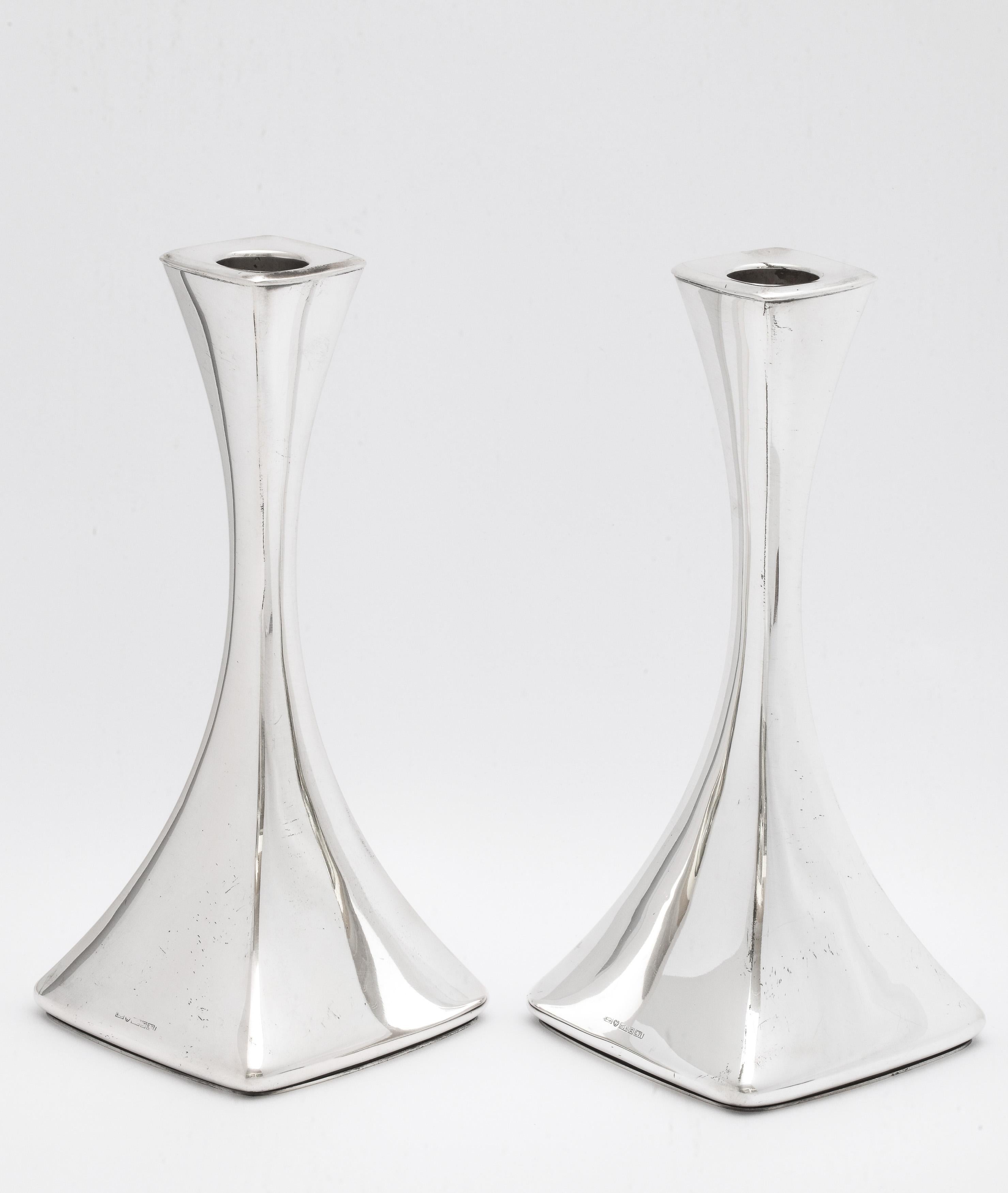 Mid-20th Century Pair of Mid-Century Modern Continental Silver Finland Candlesticks by Turku For Sale