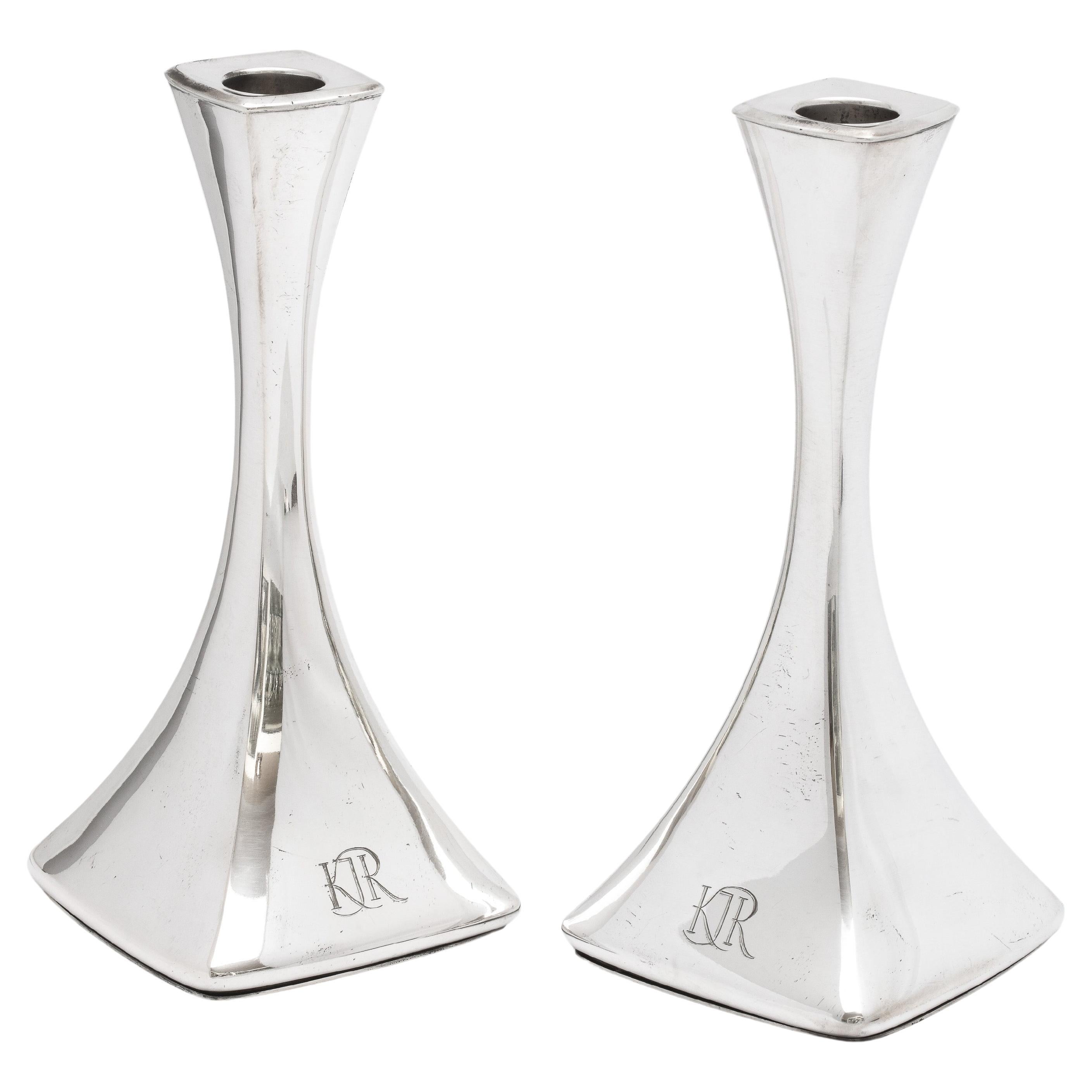 Pair of Mid-Century Modern Continental Silver Finland Candlesticks by Turku