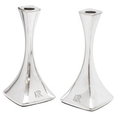 Pair of Mid-Century Modern Continental Silver Finland Candlesticks by Turku