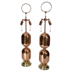 Pair of Mid-Century Modern Copper Architectural Table Lamps