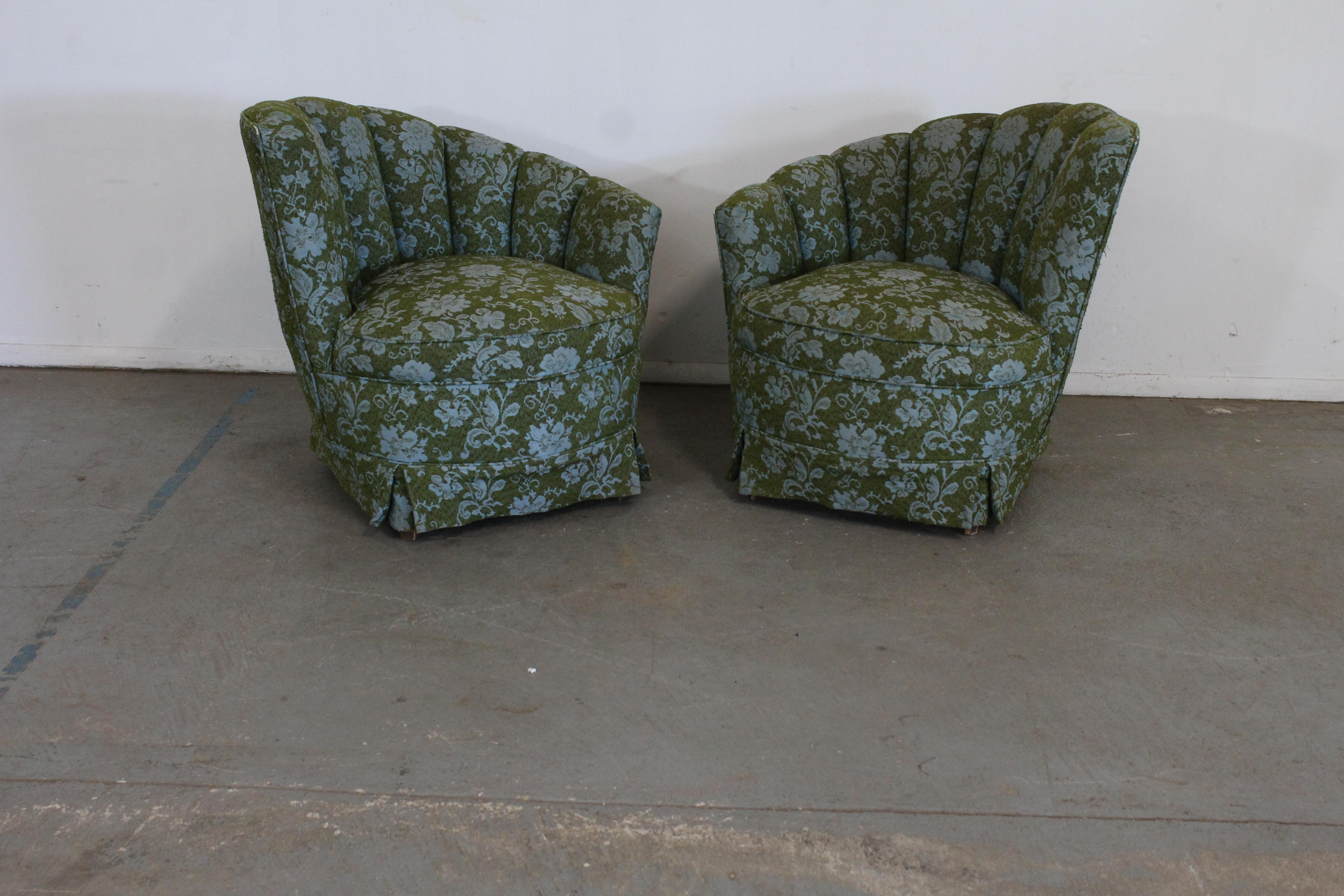Unknown Pair of Mid-Century Modern Corkscrew Club Chairs For Sale