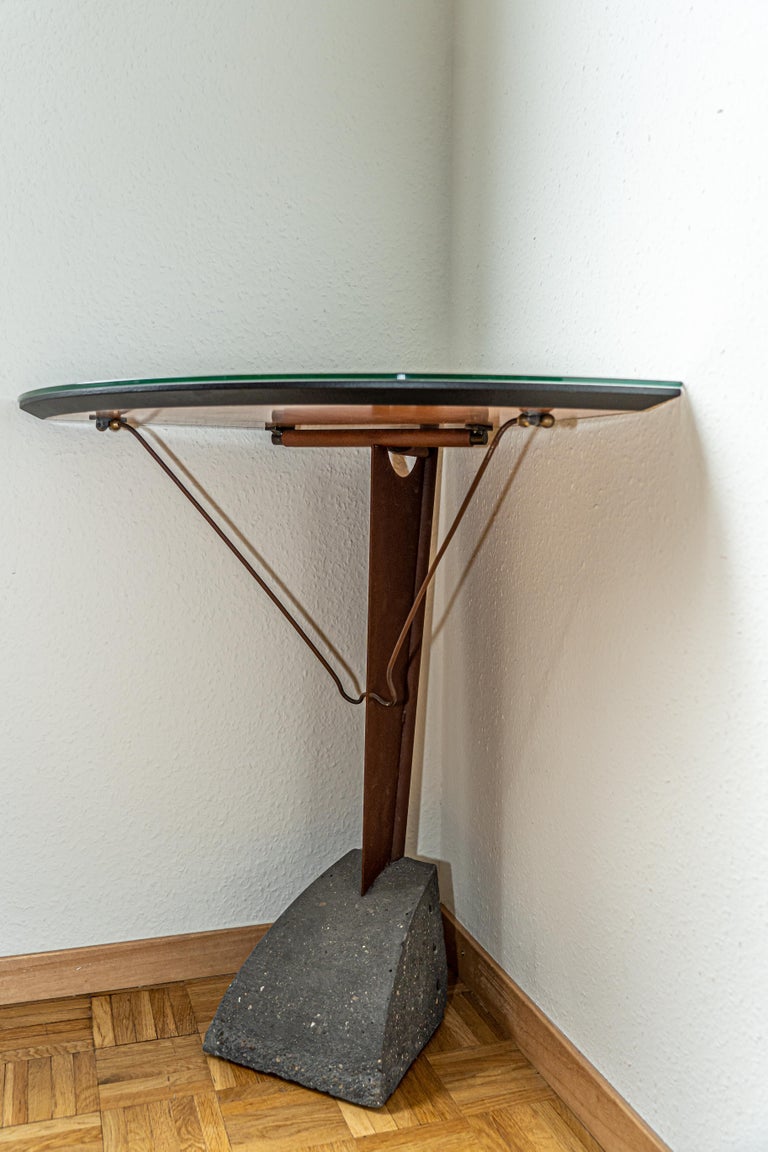 Pair of MidCentury Modern Corner Console Tables For Sale at 1stDibs
