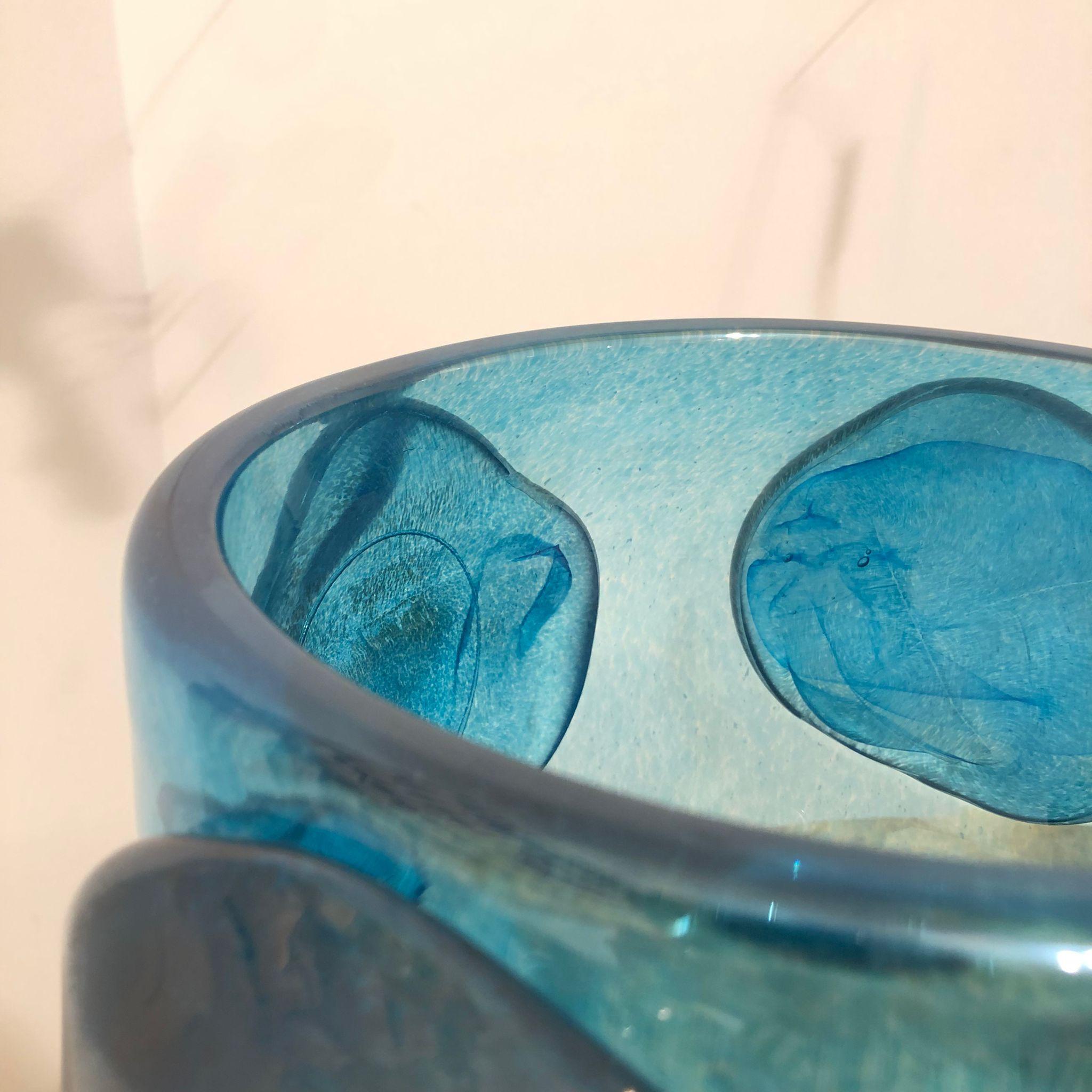 Pair of Mid-Century Modern Costantini Blue Murano Glass Italian Vases 6