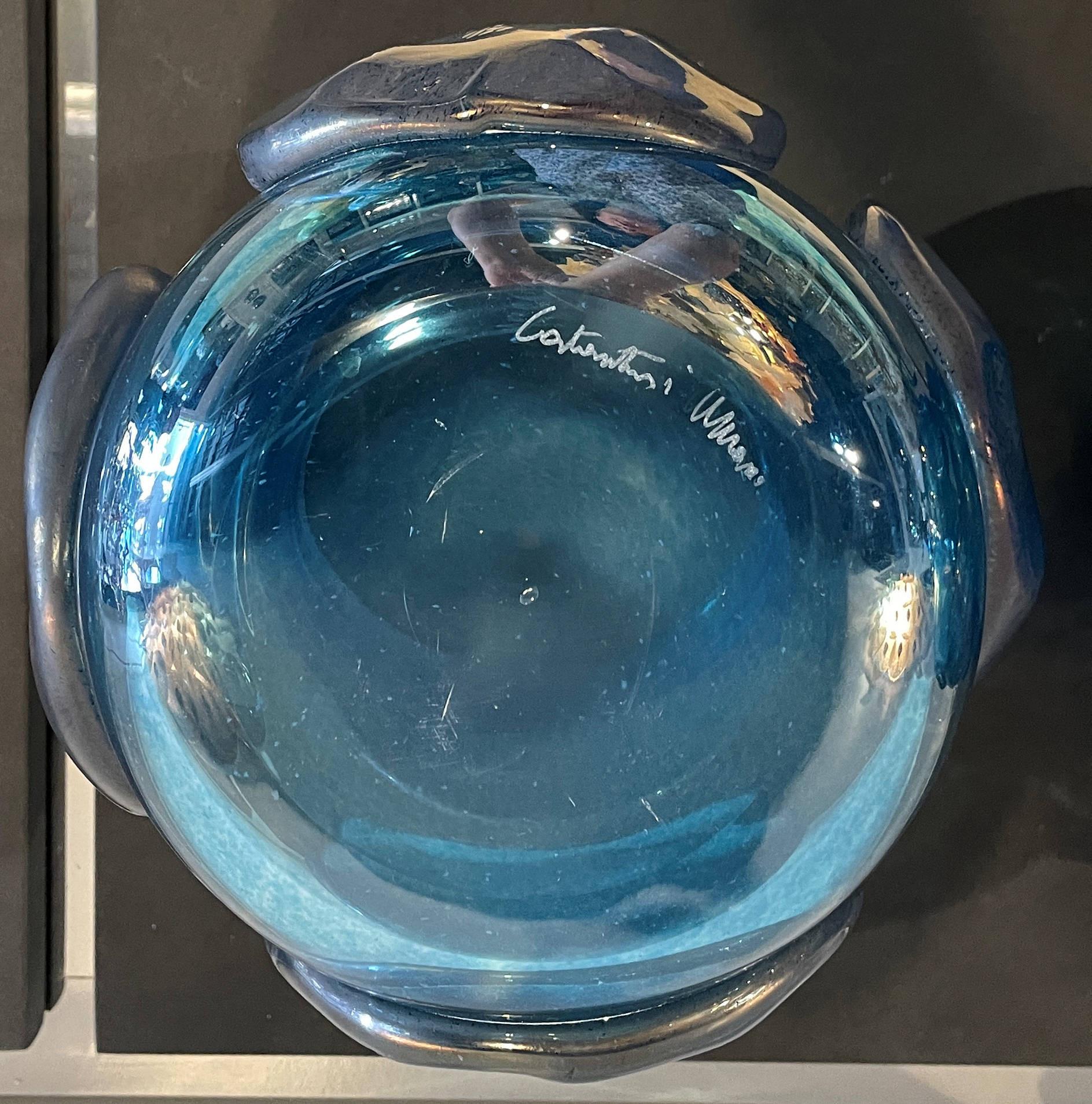 Pair of Mid-Century Modern Costantini Blue Murano Glass Italian Vases 7