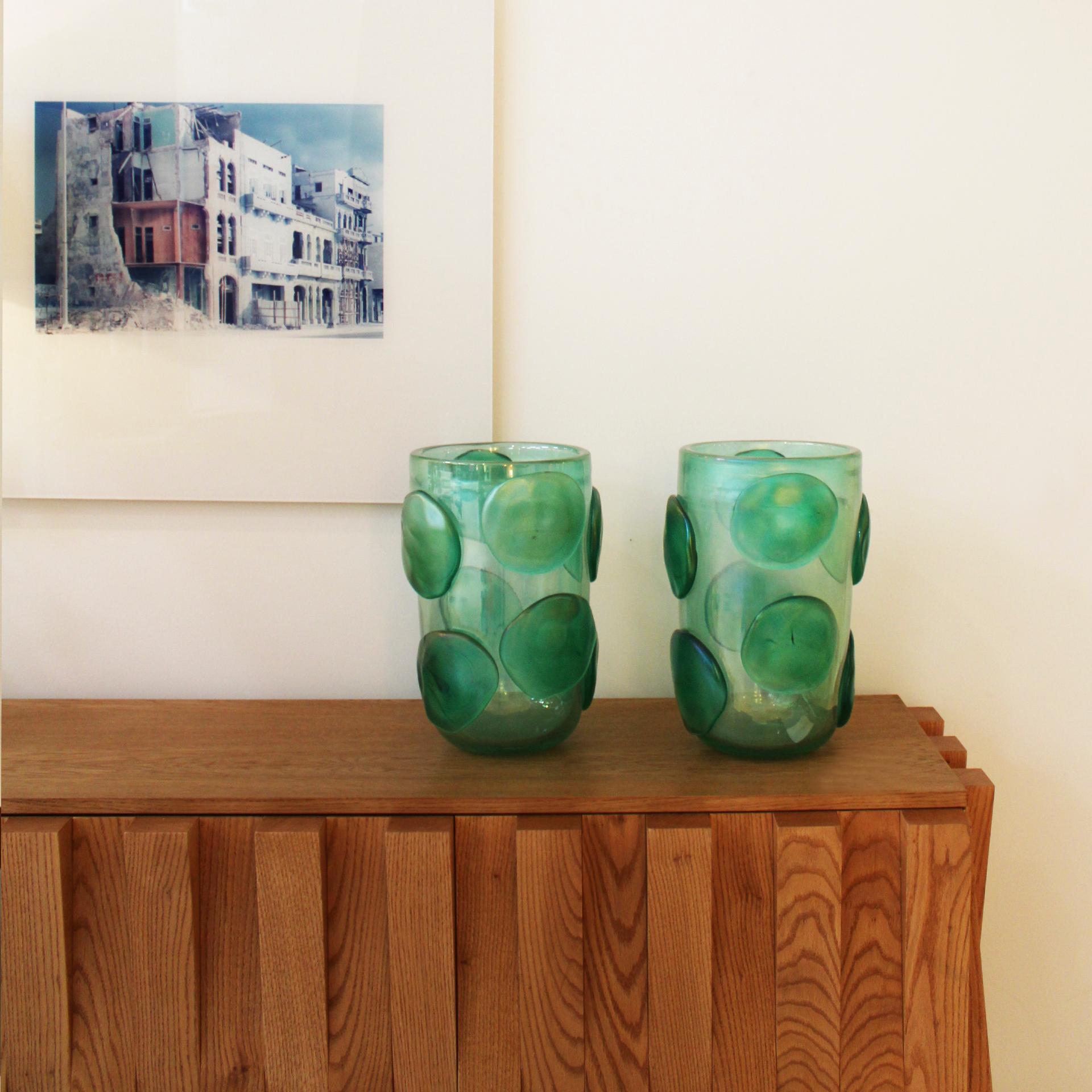 Pair of Mid-Century Modern Costantini Murano Glass Italian Vases For Sale 2