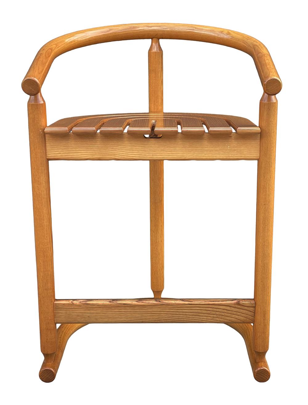 German Pair of Mid Century Modern Counter Stools or Bar Stools in Oak by Allmilmo