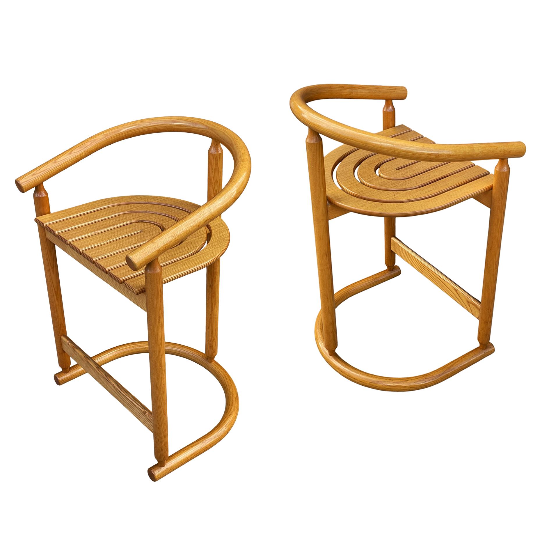 Pair of Mid Century Modern Counter Stools or Bar Stools in Oak by Allmilmo 1