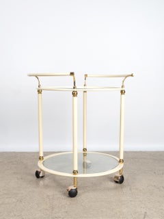Pair of Mid-Century Modern Cream and Brass Bar Carts Drinks Trolley by Orsenigo