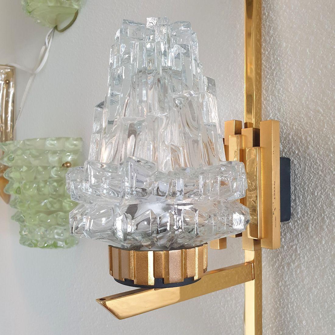 Mid-20th Century Mid Century Modern Cut Crystal Sconces by Maison Arlus - a pair