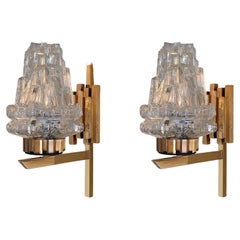 Mid Century Modern Cut Crystal Sconces by Maison Arlus - a pair