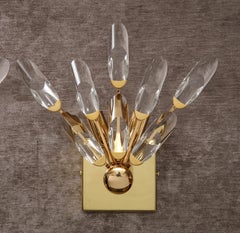 Pair of Mid-Century Modern Crystal Sconces by Oscar Torlasco for Stilkronen.